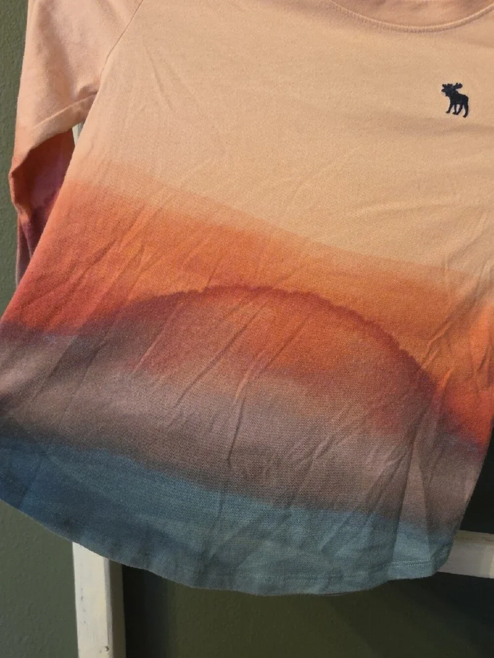 Abercrombie kids peach, coral and blue ombre long sleeve tee